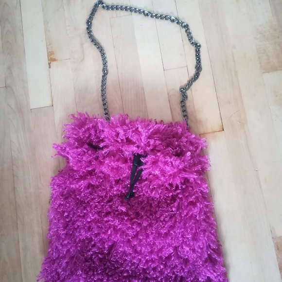 Simon Chang Faux Mongolian fur Shoulder bag - Picture 1 of 4